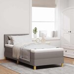 vidaXL Lit à ressort LED avec bandes LED Taupe 90 x 190 cm tissu