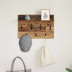 vidaXL Porte-manteau mural avec étagère Bois ancien 60 x 40 x 12 cm
