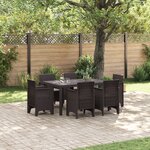 vidaXL Ensemble de salle à manger de jardin 7 pièces avec coussins Rattan Poly marron
