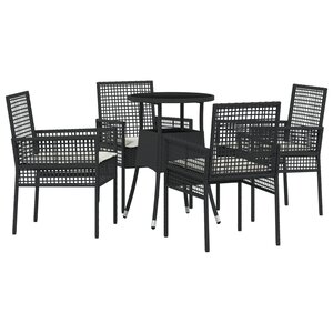 vidaXL Ensemble de Salle à Manger de Jardin 5 Pièces Noir en Poly Rattan