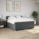 vidaXL Sommier à lattes de lit avec matelas Gris foncé 180x200cm Tissu