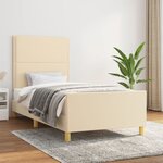 vidaXL Cadre de lit sans matelas crème 100x200 cm tissu