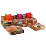 vidaXL Pouf modulaire à 3 places Patchwork Tissu