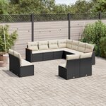 vidaXL Salon de jardin 11 Pièces avec coussins noir résine tressée