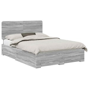 vidaXL Cadre de lit Gris Sonoma 160 x 200 cm Bois d'ingénierie