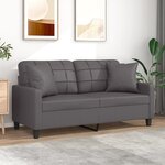 vidaXL Canapé 2 places avec oreillers décoratifs gris 140cm similicuir