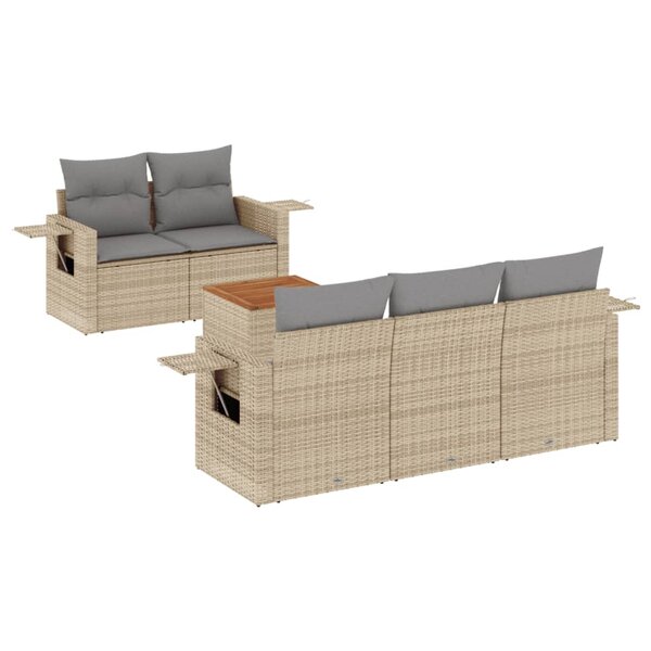 vidaXL Salon de jardin avec coussins 6Pièces mélange beige résine tressée