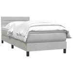 vidaXL Sommier à lattes de lit et matelas gris clair 90x220 cm velours