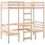 vidaXL Lit mezzanine avec bureau et chaises 90x190 cm pin massif