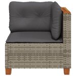 vidaXL Canapé d'angle de jardin avec coussins gris résine tressée