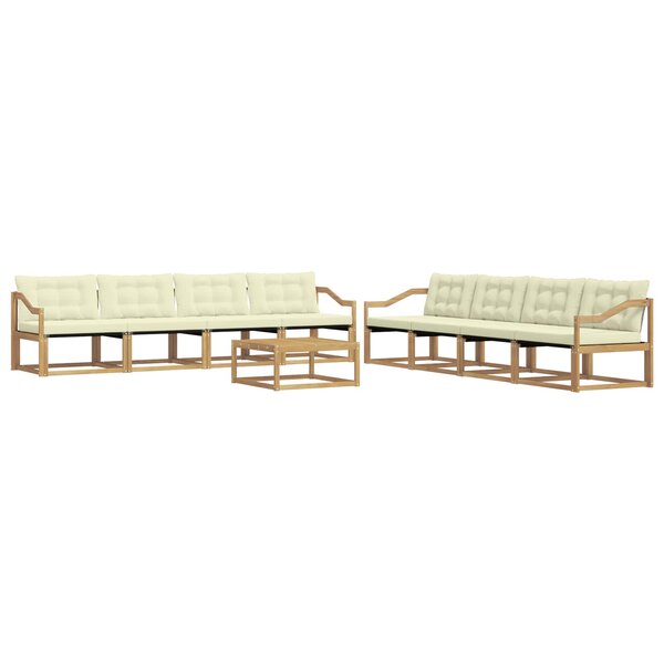 vidaXL Ensemble de canapés d'extérieur 9 Pièces Blanc et crème