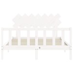 vidaXL Cadre de lit avec tête de lit blanc King Size bois massif