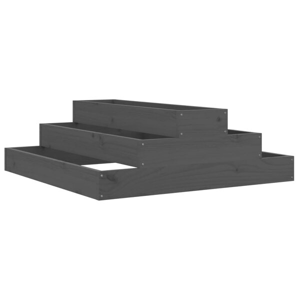 vidaXL Jardinière Gris 80x80x27 cm Bois massif de pin