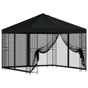 vidaXL Abri de jardin avec parois 3 x 3 m Noir Polyester et Acier