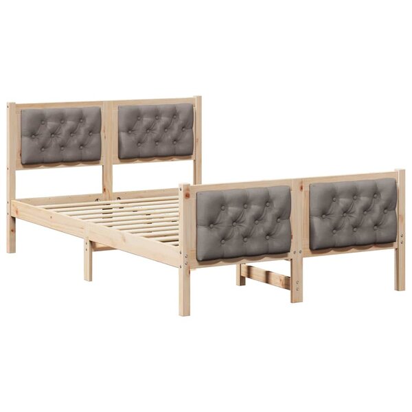 vidaXL Cadre de lit avec tête de lit Taupe 135 x 190 cm Pin massif