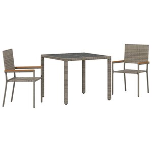 vidaXL Ensemble de salle à manger pour jardin 3 Pièces Gris polyrotin