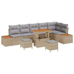 vidaXL Ensemble de canapés de jardin 9 pièces avec coussins en rattan poly beige