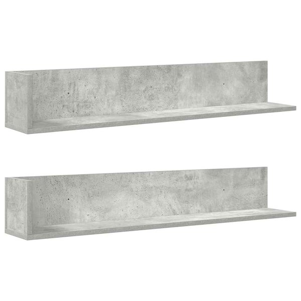 vidaXL Étagères murales 2 Pièces gris béton 100x16 5x16 5 cm