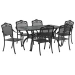 vidaXL Ensemble de salle à manger pour jardin 7 Pièces Noir Aluminium