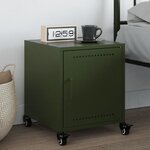 vidaXL Table de chevet vert olive 36x39x43 5 cm acier