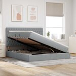 vidaXL Lit avec rangement et LED Gris clair 180 x 200 cm Polyester
