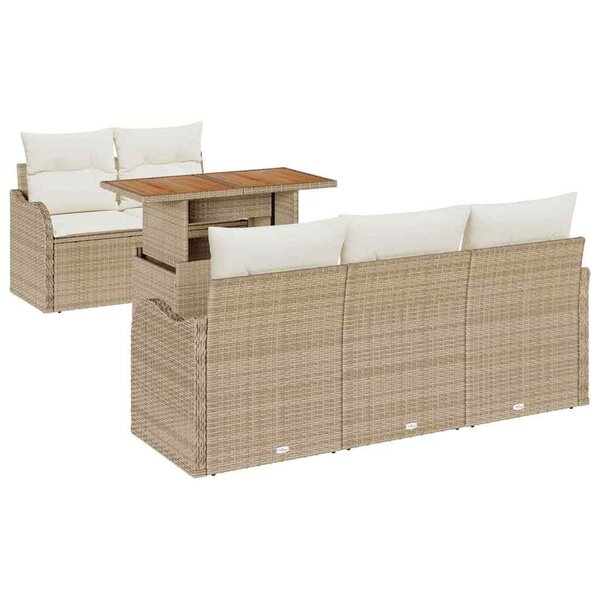 vidaXL Ensemble de canapé de jardin 6 Pièces Beige et crème polyrotin