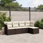 vidaXL Salon de jardin avec coussins 5 Pièces marron résine tressée