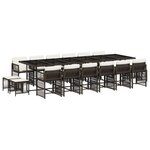 vidaXL Ensemble à manger de jardin et coussins 17 Pièces marron rotin