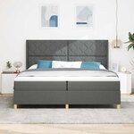 vidaXL Lit à ressort avec matelas et LED Gris Foncé 200x200 cm Tissu