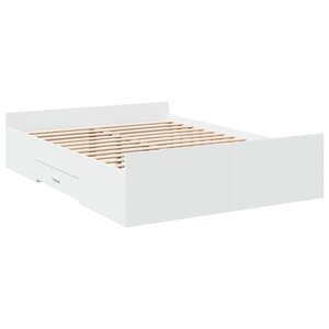 vidaXL Cadre de lit à tiroirs blanc 120x190 cm bois d'ingénierie
