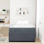 vidaXL Cadre de lit avec matelas Autre Gris foncé 120 x 200 cm Velours