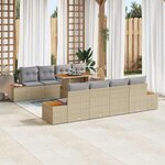 vidaXL Ensemble de canapé de jardin 9 Pièces Beige Poly rotin