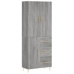 vidaXL Buffet haut Sonoma gris 69 5x34x180 cm Bois d'ingénierie