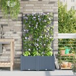 vidaXL Jardinier avec treillis 2 Pièces Gris clair 80x40x143 cm
