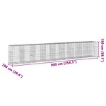 vidaXL Panier gabion avec couvercle 900x100x150 cm fer galvanisé