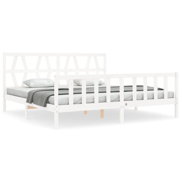 vidaXL Cadre de lit avec tête de lit blanc 200x200 cm bois massif