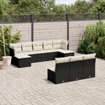 vidaXL Salon de jardin 10 Pièces avec coussins noir résine tressée
