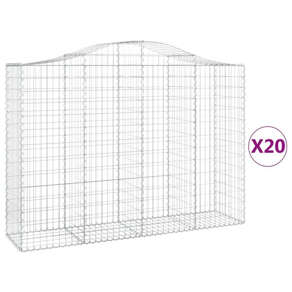 vidaXL Paniers à gabions arqués 20 Pièces 200x50x140/160 cm Fer galvanisé