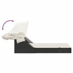 vidaXL Chaise longue double et auvent et coussins noir résine tressée