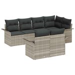 vidaXL Ensemble de canapé de jardin 7 Pièces Gris clair Poly rotin