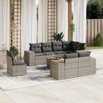 vidaXL Salon de jardin 9 Pièces avec coussins gris résine tressée