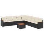 vidaXL Salon de jardin 10 Pièces avec coussins noir résine tressée