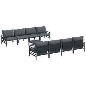 vidaXL Ensemble de canapé de jardin 9 Pièces Anthracite Acier & tissu