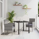 vidaXL Ensemble de salle à manger pour jardin 3 Pièces Gris Poly rotin