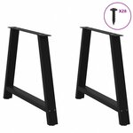 vidaXL Pieds de table à manger en forme de A  2 pièces  noir  100 x (72-73) cm  acier