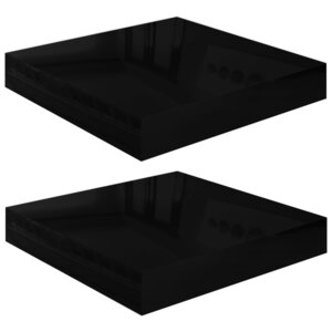 vidaXL Étagère murale flottante 2 Pièces Noir brillant 23x23 5x3 8 cm MDF