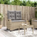 vidaXL Banc inclinable de jardin avec coussins beige résine tressée