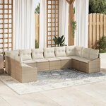 vidaXL Ensemble de salle à manger pour jardin 10 Pièces Beige  Crème