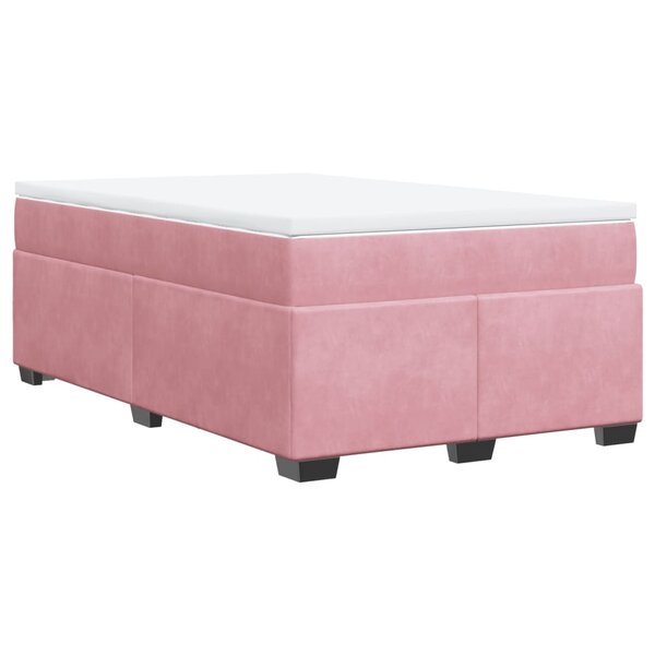 vidaXL Sommier à lattes de lit avec matelas rose 120x190 cm velours