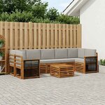 vidaXL Ensemble de canapés d'extérieur 8 Pièces Naturel et gris clair